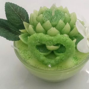 Green Succulent Heart Candle Bowl