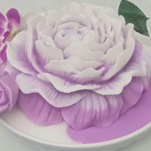 Purple White Flower Plate/4 Scented Candle