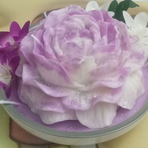 White Lavender Flower Plate/3 Scented Candle