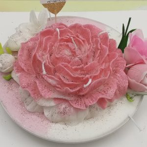 Hot Pink Flower Plate/10 Scented Candle