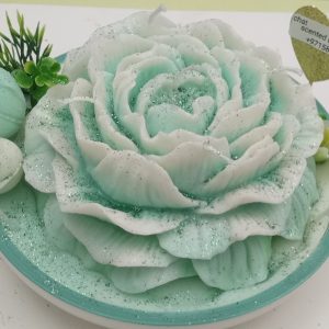 Mint Green Flower Plate Scented Candle